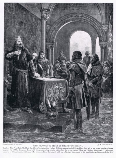 Juan se regocija al escuchar sobre la muerte de Fitz-Peters AD1198, años 1920 de Richard Caton Woodville junior